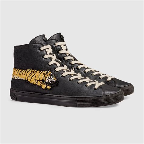 gucci leather high-top with tiger nederland